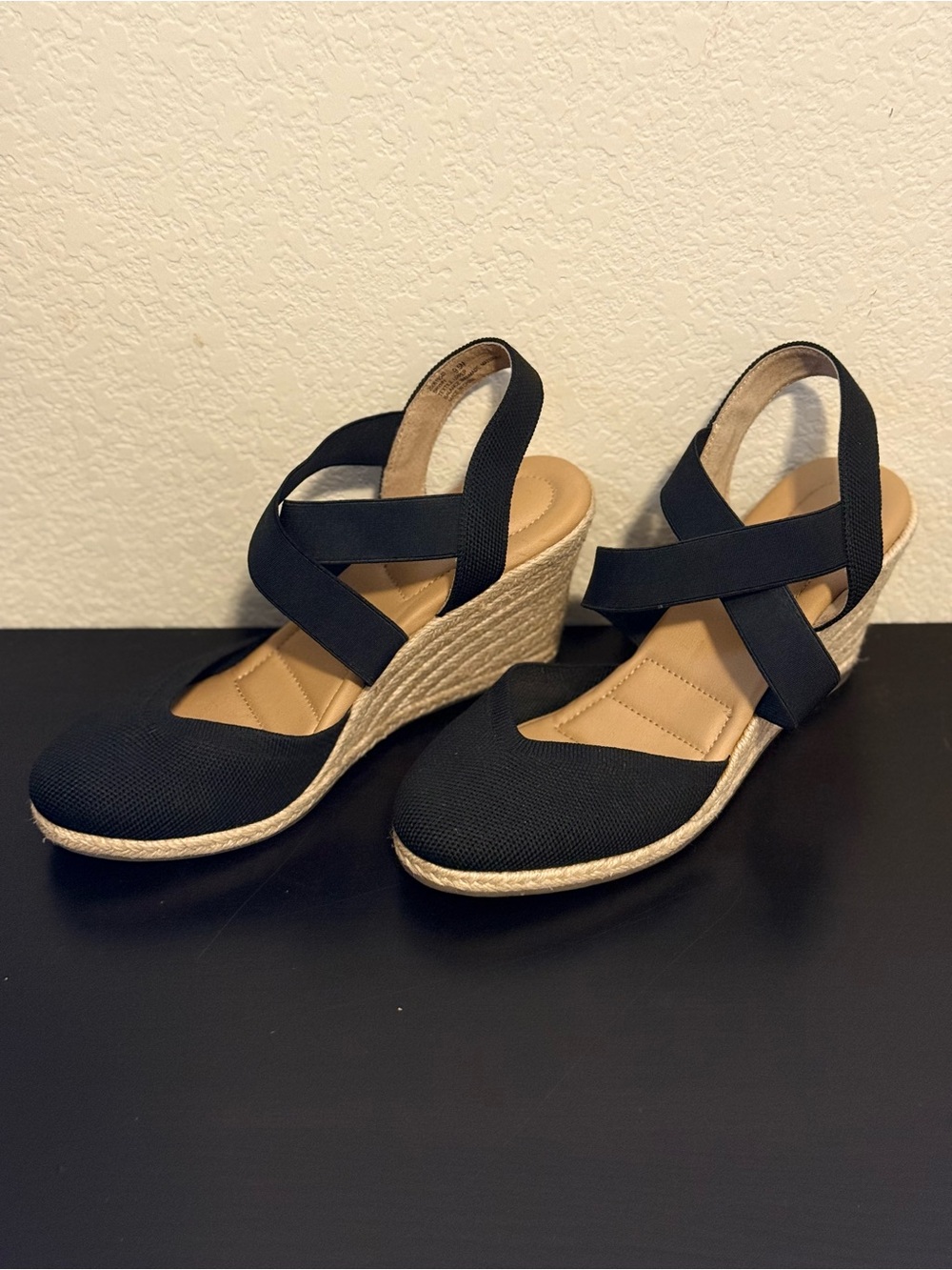Kelly & Katie Espadrille Wedge Sandals with Crisscross Straps